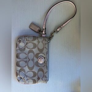 Coach Beige and Pink Signature Wristlet